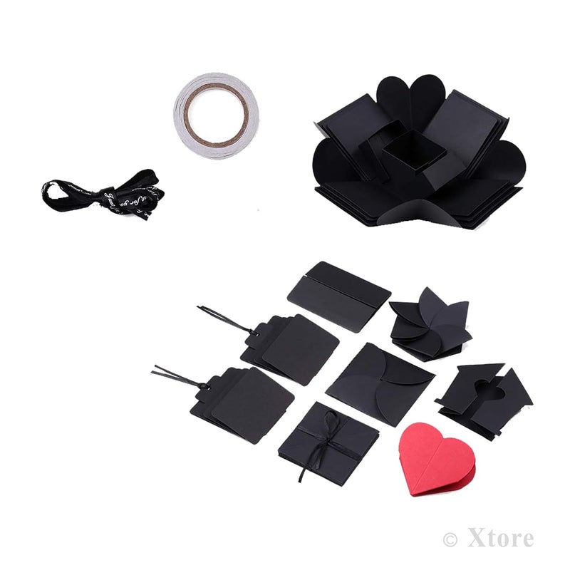 XTORE صندوق هدايا مفاجأة ألبوم الصور | صندوق هدايا عيد الميلاد (عبوة من 10، لون أسود) - Image 2