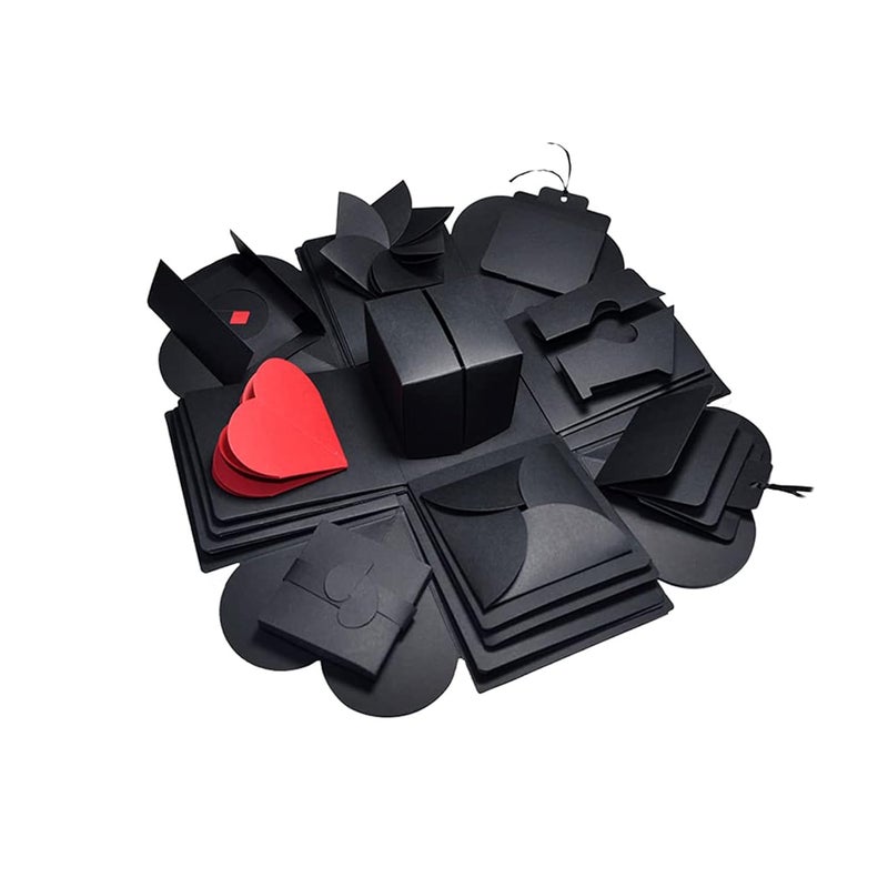 XTORE صندوق هدايا مفاجأة ألبوم الصور | صندوق هدايا عيد الميلاد (عبوة من 10، لون أسود) - Image 1