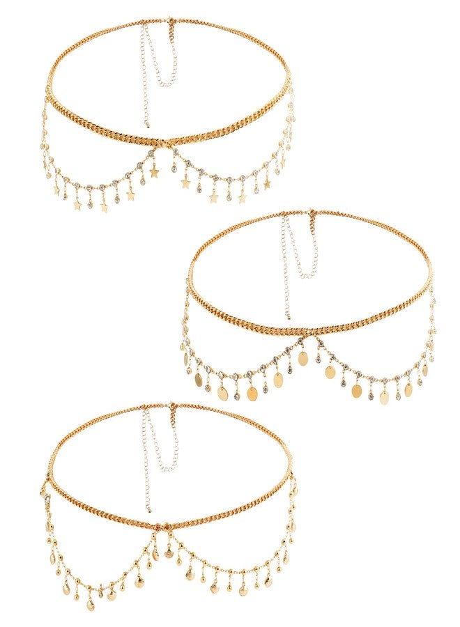 DOCILA Rhinestone Belt Cowboy Chain Hat Band Women Gold Star/Coins/Shell Cowgirl Dress Waist Metal Belt Festival Parties Costume Accessories - Image 1