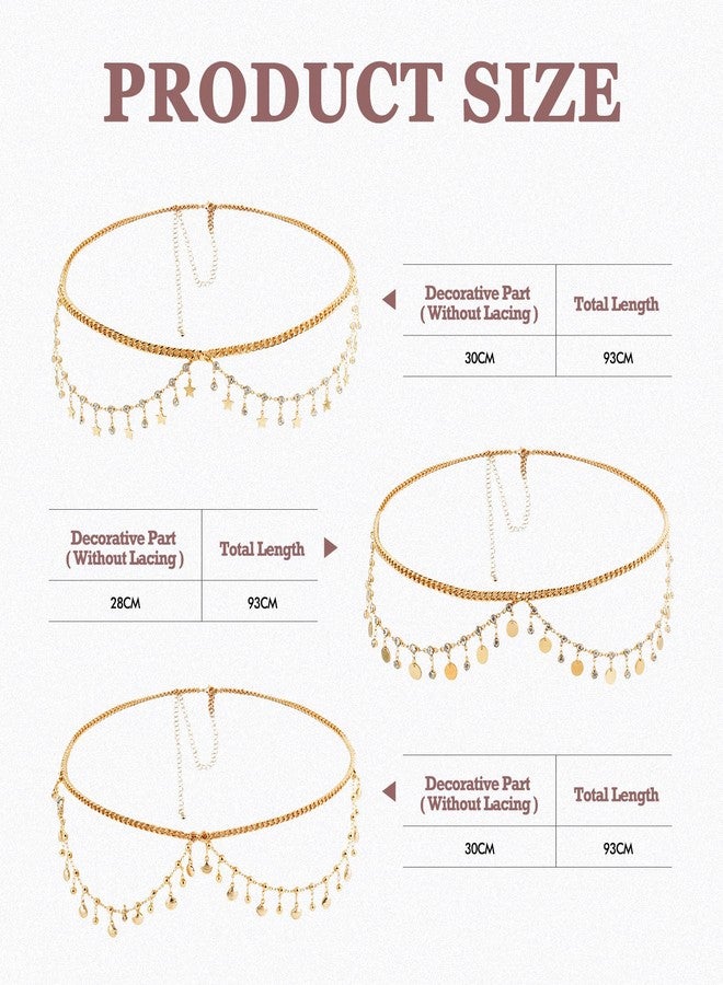 DOCILA Rhinestone Belt Cowboy Chain Hat Band Women Gold Star/Coins/Shell Cowgirl Dress Waist Metal Belt Festival Parties Costume Accessories - Image 5