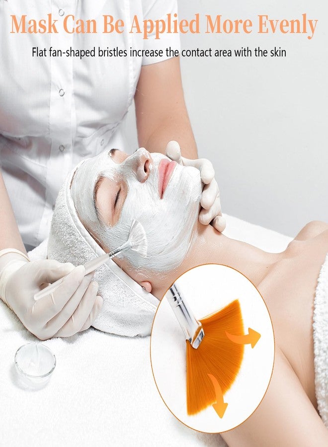 فرشاة مروحية ناعمة من Yitexin مكونة من 30 قطعة لأخصائيي تجميل الوجه، فرشاة مكياج مروحية برأس مسطح، أداة وضع مستحضرات التجميل للوجه لكريم الطين وتقشير المكياج للنساء (أبيض وأصفر) - Image 4