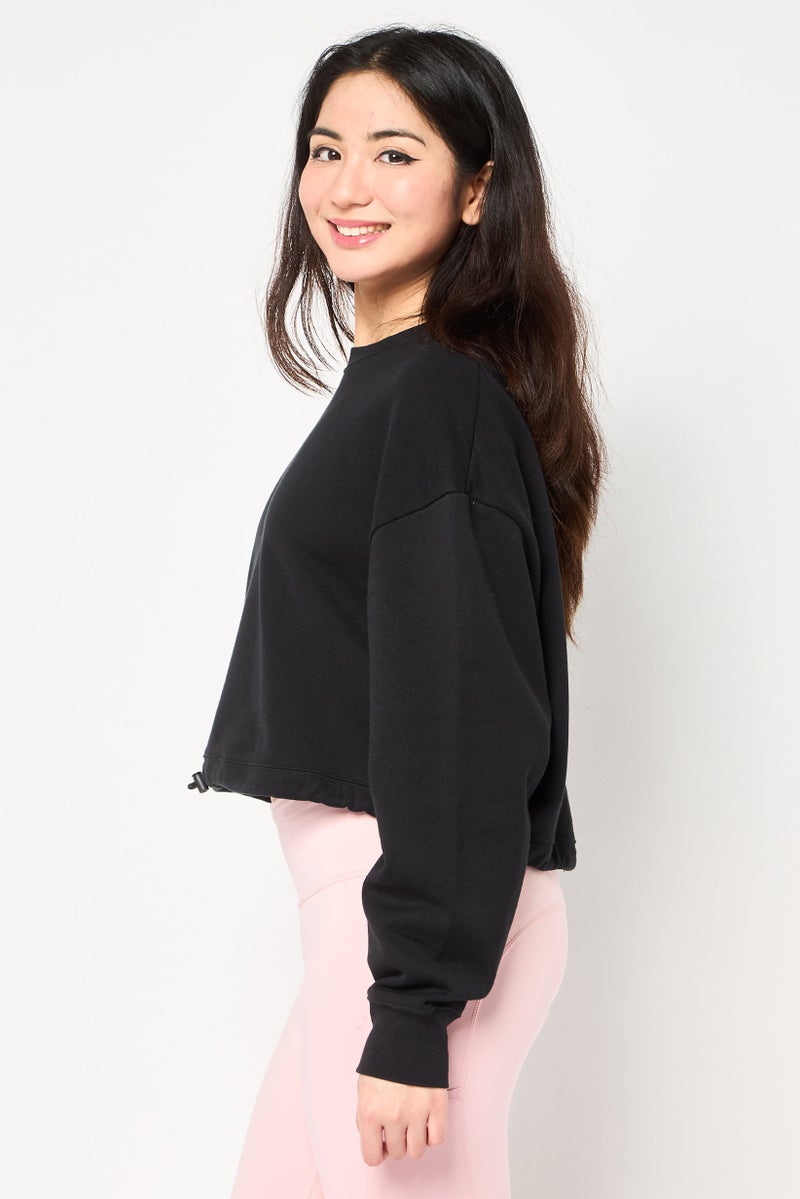 Nike Women Sportswear Fit Long Sleeves Outdoor Crop Sweatshirt, Black - Image 3