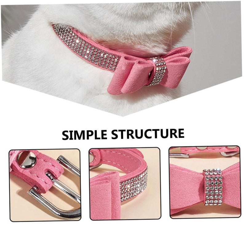 Rhinestone Dog Collar Set Sparkling Pet Bowknot Heavy Duty For Small Medium Dog - Image 5