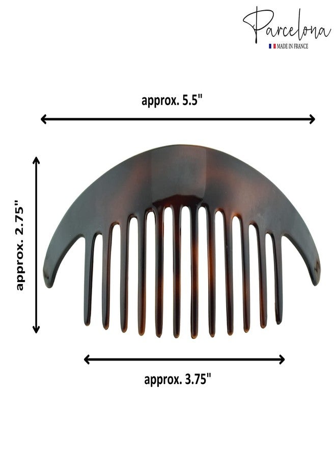Parcelona French Alice Tortoise Shell Brown Large 3 3/4" Set of 2 Celluloid Acetate Flexible Strong Hold Interlocking No Slip 12 Teeth Side Hair Comb for Women and Girls, Made in France - Image 5