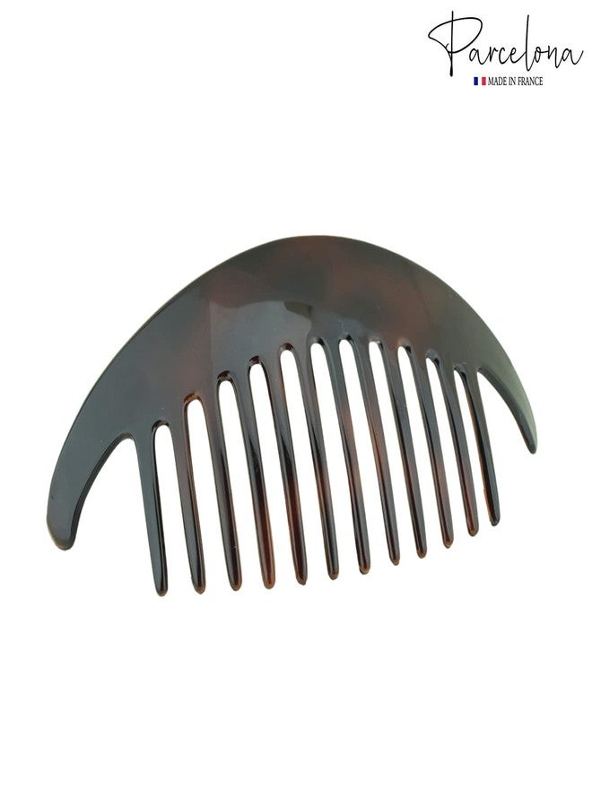 Parcelona French Alice Tortoise Shell Brown Large 3 3/4" Set of 2 Celluloid Acetate Flexible Strong Hold Interlocking No Slip 12 Teeth Side Hair Comb for Women and Girls, Made in France - Image 4