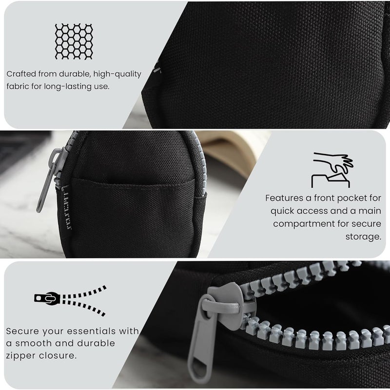 GadgetBite حقيبة عملات بسحاب للاستخدام المتعدد - تخزين مدمج، متين، وآمن للعملات والمفاتيح والبطاقات والضروريات الصغيرة - مثالية للسفر، وحملها يوميًا (أسود) - Image 5