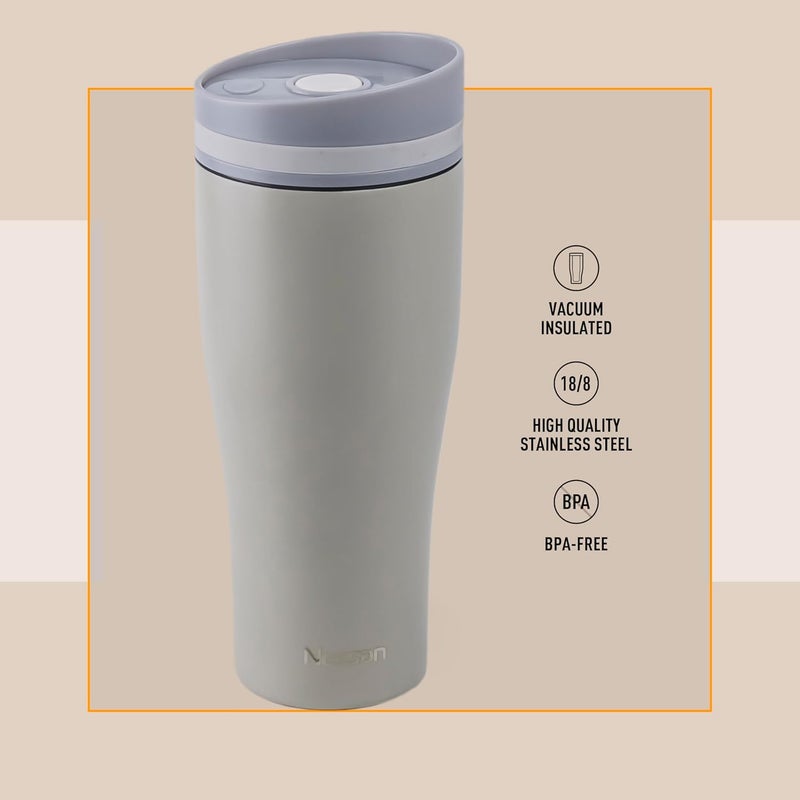 Nessan Insulated Stainless Steel Vacuum Mug, 360ml - Your Perfect Portable Thermal Tumbler for Hot and Cold Beverages Anywhere: Home, Gym, Outdoors, Office, and School - Beige - Image 1