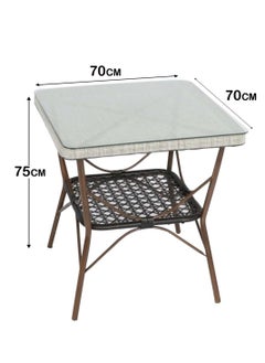 Living Garden table outdoor glass rattan garden furniture 70*70*75cm  - Image 5