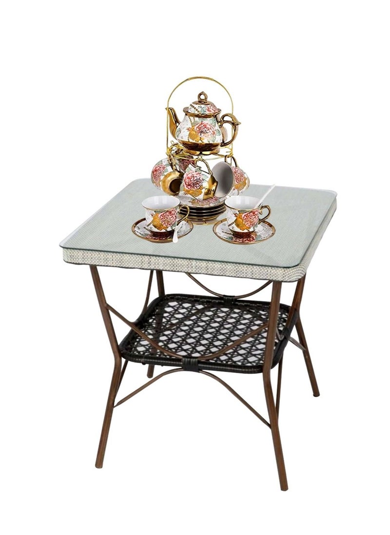 Living - Garden table outdoor glass rattan garden furniture 70*70*75cm - Image 1