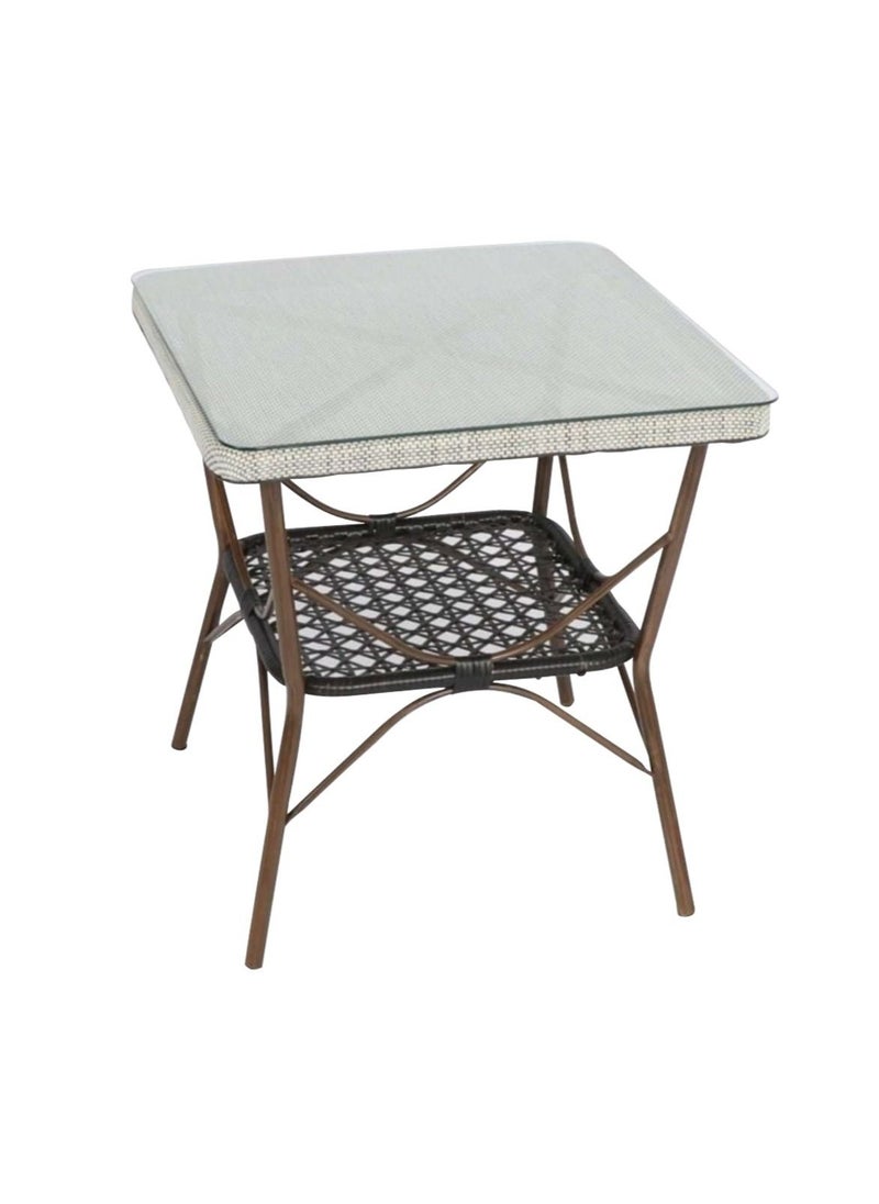 Living - Garden table outdoor glass rattan garden furniture 70*70*75cm - Image 1