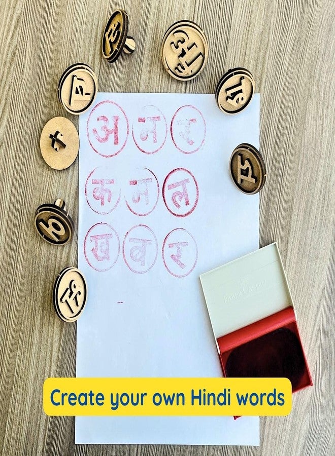 Ansoz All-in-One Educational Stamp | English, Hindi Swar, Vyanjan & 0-9 Number Stamp Kit for Kids - Image 4