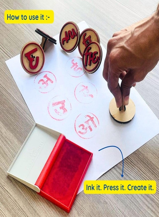 Ansoz All-in-One Educational Stamp | English, Hindi Swar, Vyanjan & 0-9 Number Stamp Kit for Kids - Image 3