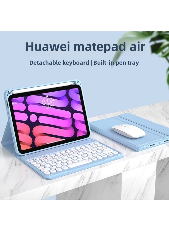 For 2024 Huawei MatepadSE11 Inch Flat Panel Bluetooth Keyboard Protective Case Air Pen Slot Magnetic Suction Leather Case-Color:Mist Blue-Tri-Color Backlit Keyboard (White)-Product Type:Huawei Matepad 11 Inch - Image 2