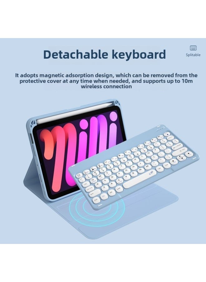 For 2024 Huawei MatepadSE11 Inch Flat Panel Bluetooth Keyboard Protective Case Air Pen Slot Magnetic Suction Leather Case-Color:Mist Blue-Tri-Color Backlit Keyboard (White)-Product Type:Huawei Matepad 11 Inch - Image 3