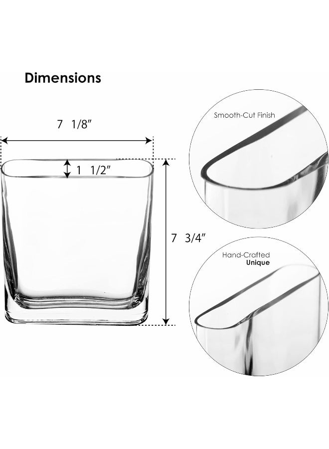 CYS EXCEL Glass Book Vase H8 Open7x2 Round Edge Oval Flower Vase Rectangular Wedding Centerpiece - Image 2