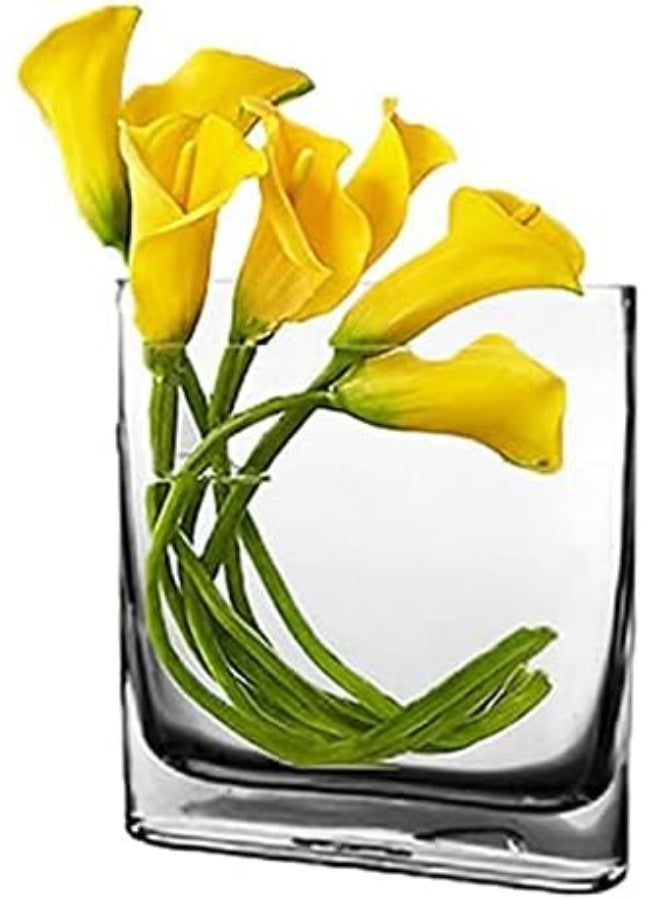 CYS EXCEL Glass Book Vase H8 Open7x2 Round Edge Oval Flower Vase Rectangular Wedding Centerpiece - Image 3