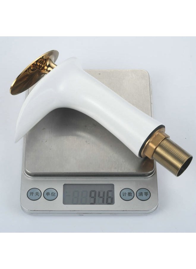 Leekayer - Waterfall Bathroom Faucet 1 Hole Mount Hot Cold Basin Mixer Tap Single Lever Brass Faucet White Gold Finish Commercial Toilet Faucet,LK61106WG - Image 1