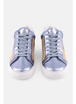 DKNY Women Abeni Arch Raffia Lace Up Shoes, Silver  - Image 3