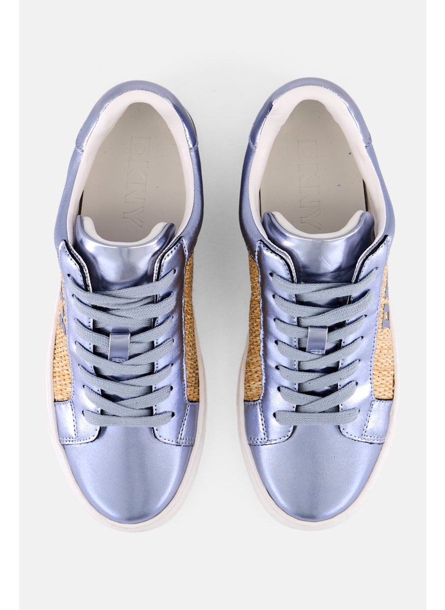 DKNY Women Abeni Arch Raffia Lace Up Shoes, Silver  - Image 2