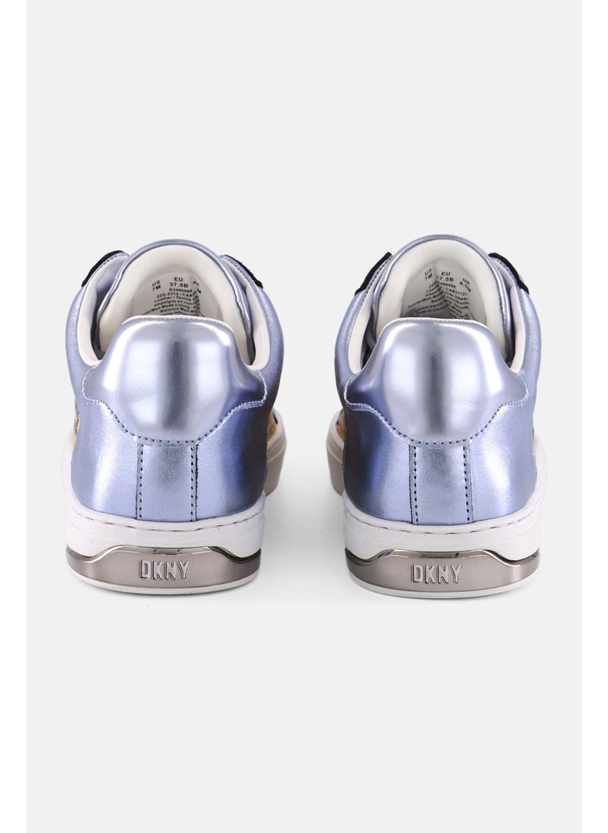 DKNY Women Abeni Arch Raffia Lace Up Shoes, Silver  - Image 4