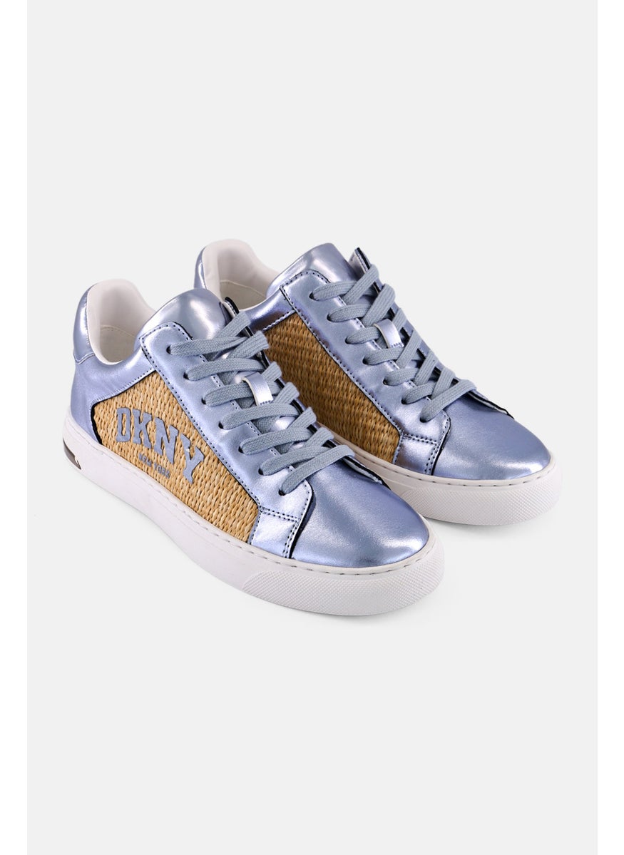 DKNY Women Abeni Arch Raffia Lace Up Shoes, Silver  - Image 1