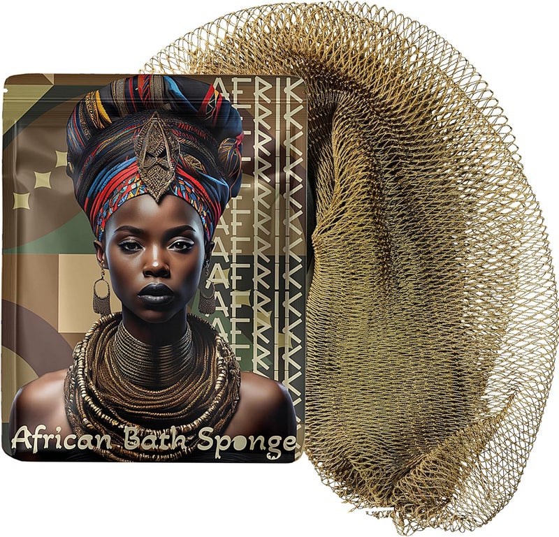 AFRIKI إسفنجة الشبكة الأفريقية من أفريقي – مقشر الجسم، مملوكة للسود ومتجذرة في أفريقيا، لجميع أنواع البشرة | طول 45 بوصة (أخضر عسكري) - Image 1