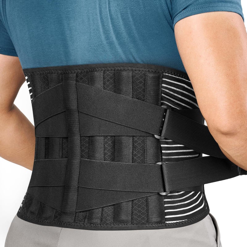FREETOO Back Braces for Lower Back Pain Relief with 6 Stays Breathable Back Support Belt for MenWomen for work Antiskid lumbar support belt with 16hole Mesh for sciaticaM