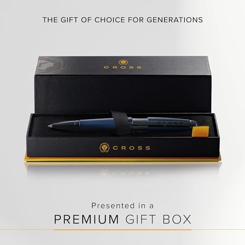 Cross Edge Matte Blue Lacquer Gel Rollerball Pen - Refillable, Medium Point, Black Ink, Premium Box - Image 5