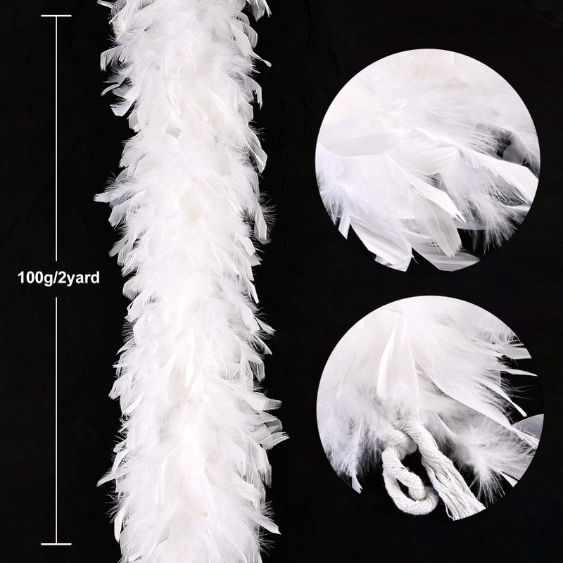THARAHT White Chandelle Turkey Feather Boa 2Yard 100g for DIY Craft Home Dancing Wedding Party Halloween Costume Decoration Feather Boa - Image 2