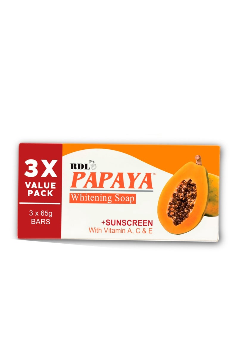 ار دي ال صابون البابايا لتفتيح البشرة مع واقي شمس بفيتامينات أ و ج و ه 65 جرام 3 قطع