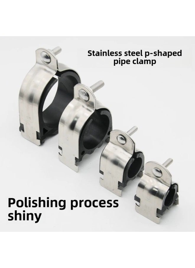 304316p-type Pipe Clamp Pipe Clamp With Bushing C-shaped Steel Fittings Pipe Clamp Shockproof Pipe Bundle Clamp Hoop P-type Clamp-Series:316 Material Dn50a With Bushing (suitable For Pipe Outer Diameter 60mm)-Model:Standard