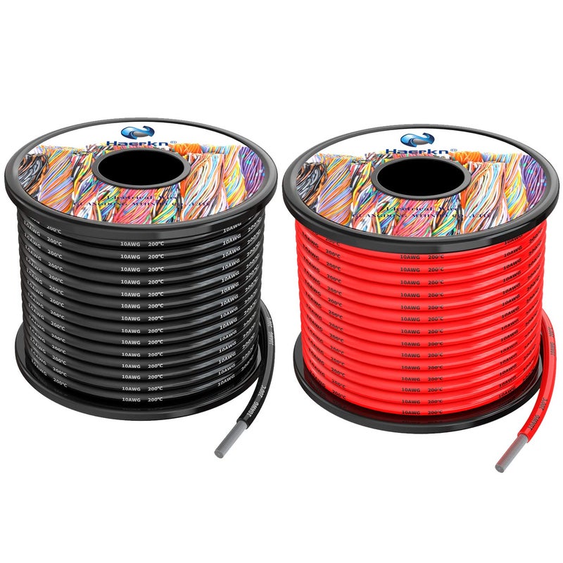 10 awg 52mm Silicone Electrical Wire Cables 50 Feet 25ft Black and 25ft Red 10 Gauge 600V Soft and Flexible Hook Up Oxygen Free Stranded Tinned Copper Wire Model Battery Cable