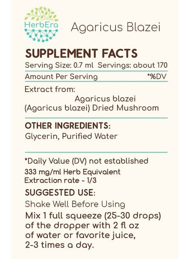HerbEra Agaricus Blazei B120 Alcoholfree Herbal Extract Tincture Concentrated Liquid Drops Natural Agaricus Blazei (Agaricus Blazei Murill) Dried Mushroom (4 Fl Oz) - Image 3