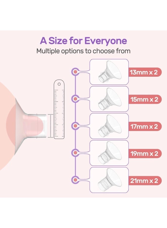 Mr. Penda Breast Pump Inserts, 13 Pcs Flange Sizing Kit (13mm, 15mm, 17mm, 19mm, 21mm) with Nipple Ruler, Tape measure & Cleaning Brush, BPA Free Silicone Flange Insert Compatible with Momcozy S12 Pro S9 Pro Spectra S1 S2, Flange Size Converter to Reduce 24mm Shield, Pumping Essentials for Nursing Moms (Clear) - Image 2