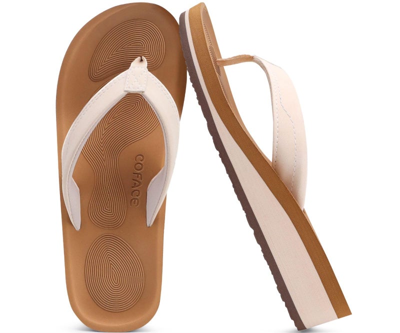 COFACE Flip Flops for Women With Comfortable Arch Support Ladies Fashion Platform Thong Sandals Soft Yoga Mat Sole For Beach/Indoor Outdoor - Image 4