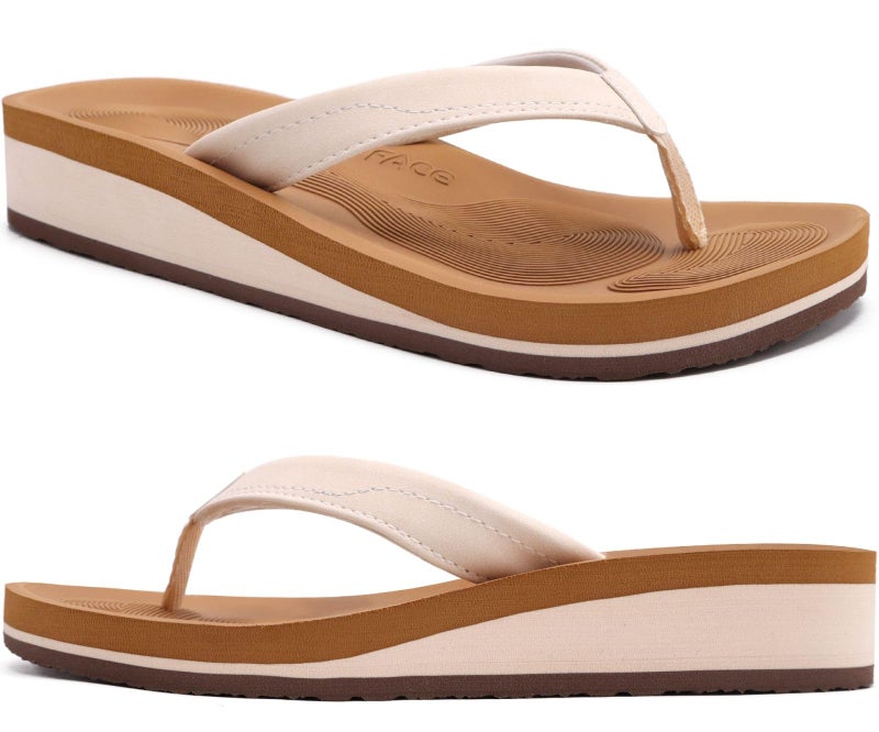 COFACE Flip Flops for Women With Comfortable Arch Support Ladies Fashion Platform Thong Sandals Soft Yoga Mat Sole For Beach/Indoor Outdoor - Image 1
