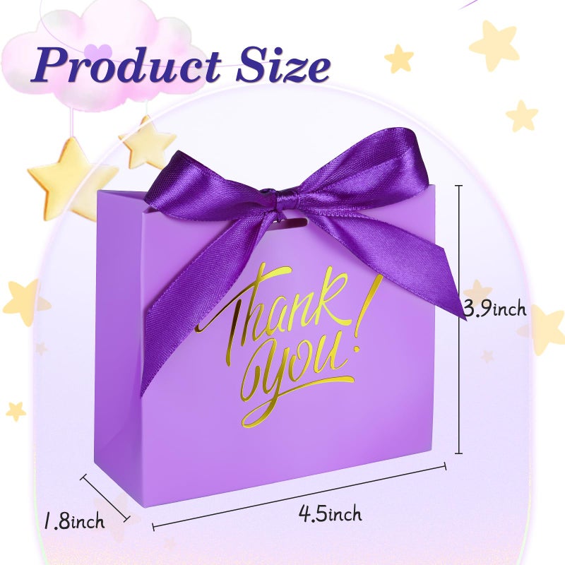 DOYIDE 100 Pack Small Thank You Gift Bags, 4.5x1.8x3.9in Party Favor Bags Boxes with Bow Ribbon, Small Paper Gift Bags with Gold Foil Printed, Mini Candy Treat Bags for Birthday Wedding Party Holiday - Image 4