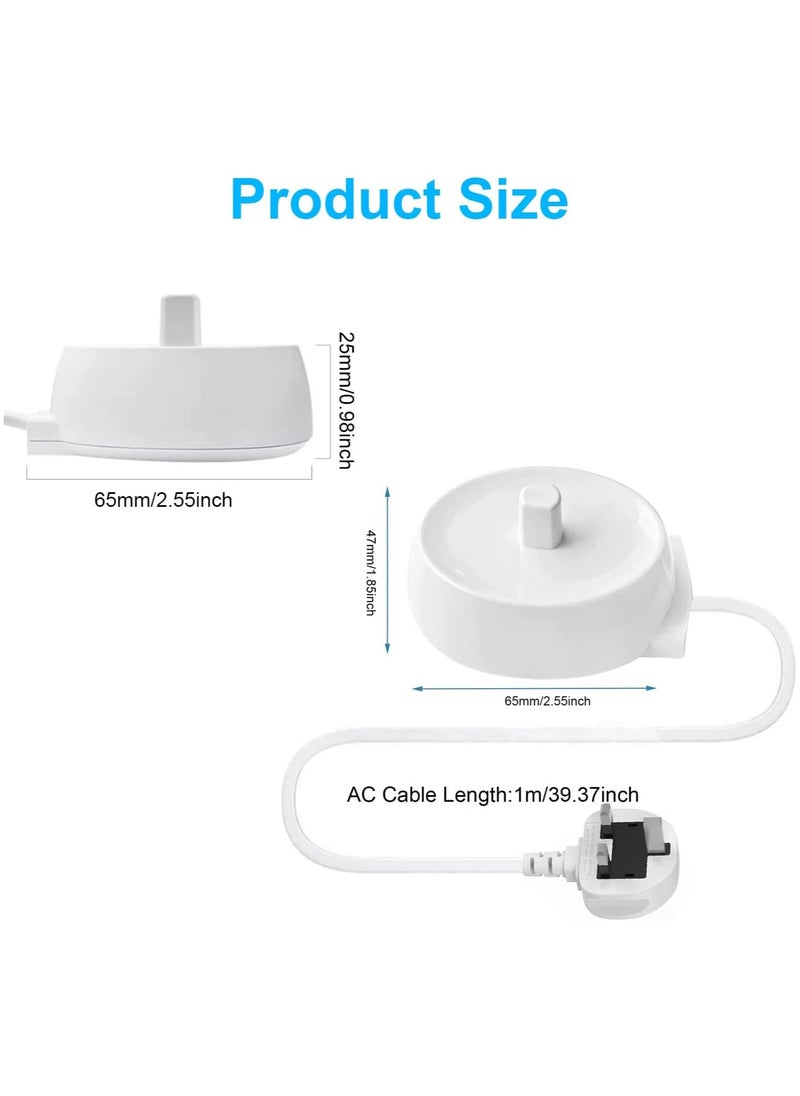 ELIKLIV - For Braun Oral-B Electric Toothbrush Replacement Charger United Kingdom Plug for Oral-B Type 3757 Waterproof IPX7 Inductive Charging Adapter for Portable Travel - Image 1