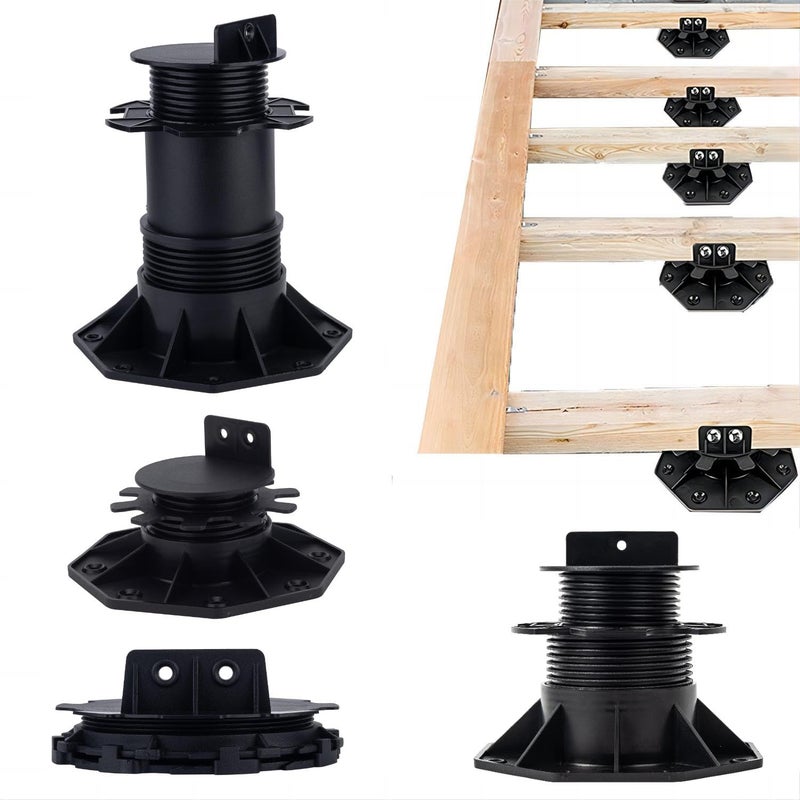 BGTLGIO 12Pack Adjustable Deck Support Pedestal - Base Support for Floating Deck Platform, Adjusts 1-3/16" to 2-3/8", Black - Image 4
