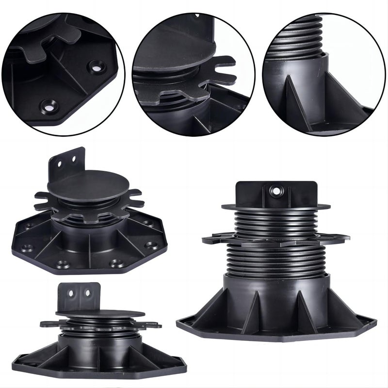 BGTLGIO 12Pack Adjustable Deck Support Pedestal - Base Support for Floating Deck Platform, Adjusts 1-3/16" to 2-3/8", Black - Image 3