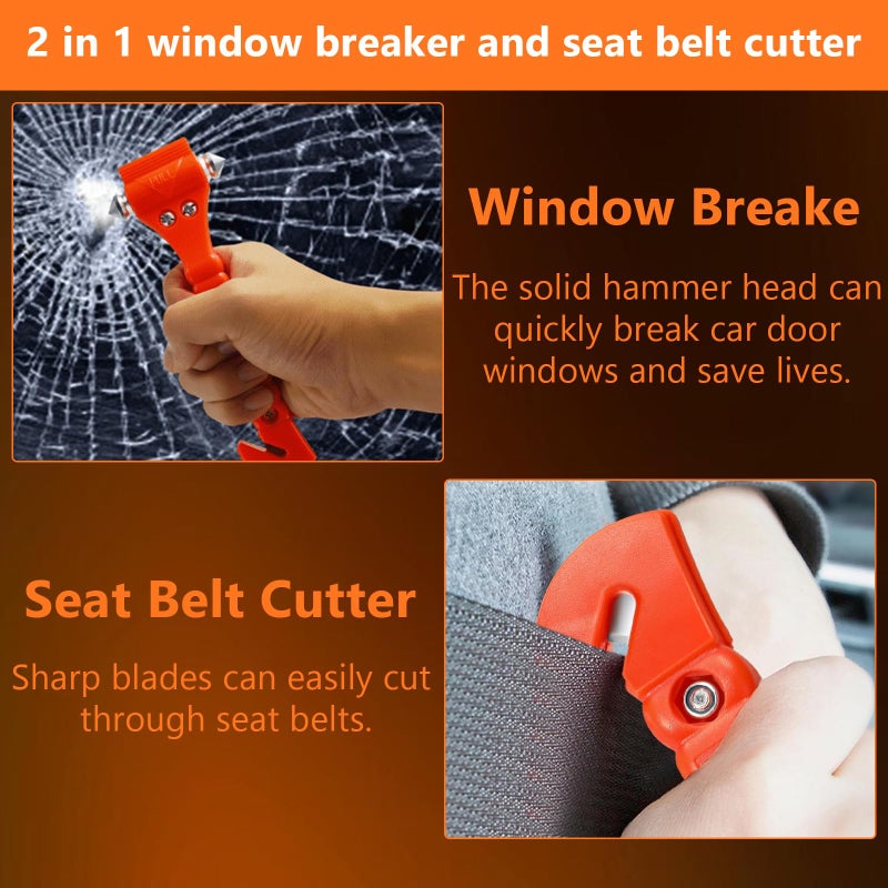 BFXM Car Window Breaker Hammer and Seat Belt Cutter 2-in-1, Emergency Escape Tool, Safety Glass Breaker, Automotive Safety Essentials and Accessories, 3 Packs - Image 3