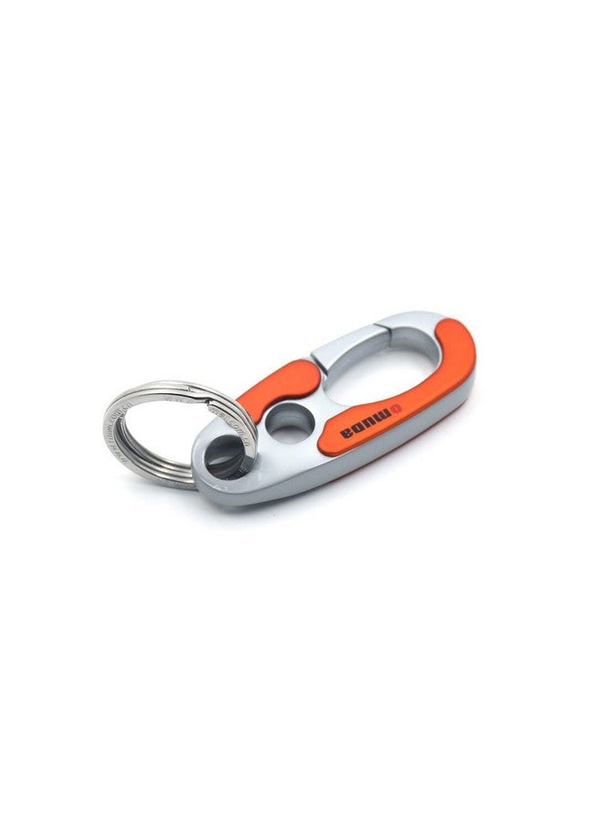 Omuda Stylish Hook Locking Silver Metal Carabiner Double Ring Hook Metal Key Chain for Men & Women - Image 2