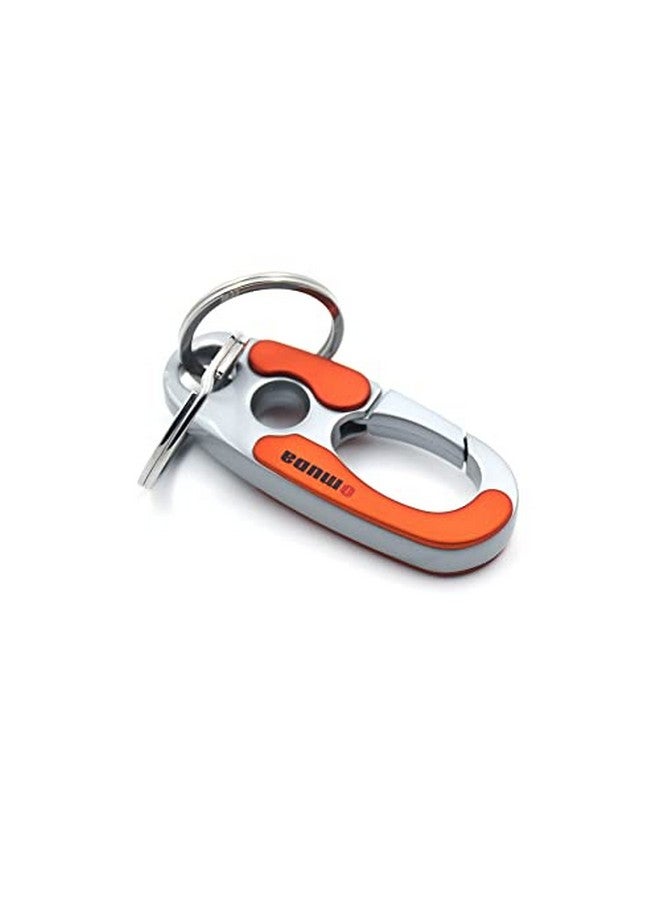 Omuda Stylish Hook Locking Silver Metal Carabiner Double Ring Hook Metal Key Chain for Men & Women - Image 3