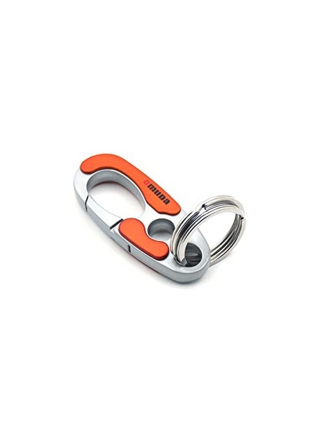 Omuda Stylish Hook Locking Silver Metal Carabiner Double Ring Hook Metal Key Chain for Men & Women - Image 1