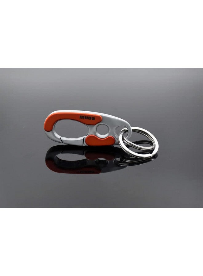 Omuda Stylish Hook Locking Silver Metal Carabiner Double Ring Hook Metal Key Chain for Men & Women - Image 5