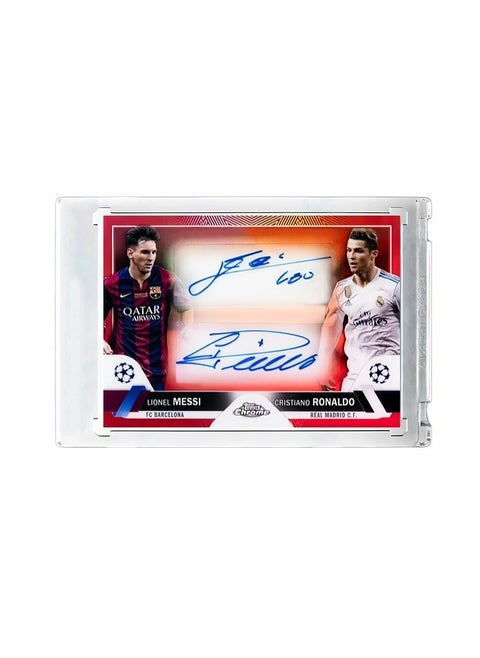 A star card signed by both Cristiano Ronaldo and Lionel Messi