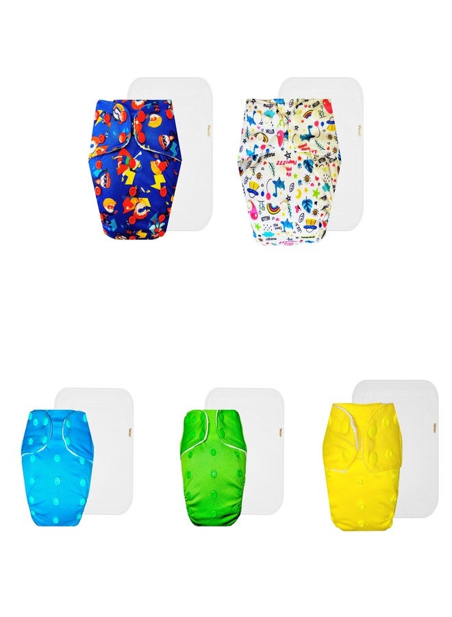 حفاضات قماشية فاخرة من دمبلدو مع حشوة قطنية (عبوة من 5) | مضادة للحساسية | مانعة للتسرب | مناسبة للسفر | للاستخدام طوال اليوم | من 3 أشهر إلى 3 سنوات | للجنسين - Image 1