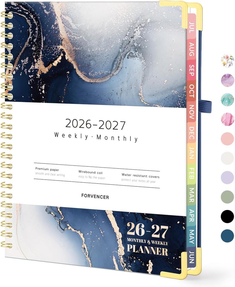 Forvencer مخطط 2026-2027، A5، أزرق داكن رخامي - Image 1
