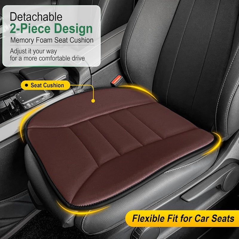 kingphenix 3-Piece Car Seat Cushion Set, 1.2inch Memory Foam Comfort, 2 Front Automotive Seat Cushions + Rear Bench Cushion, Non-Slip Bottom, Fits Sedan SUV Truck Van, Car & Office Chair, Brown - Image 3