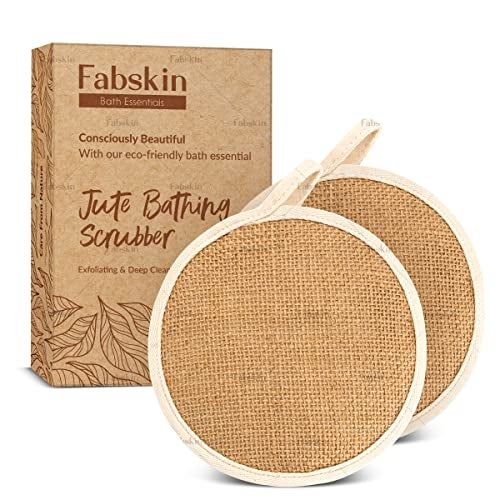 Fabskin Loofah Jute Body Scrubber For Bathing | Bath Scrub | For Men & Women | Made of Natural Organic Jute Fabric | Exfoliating & Deep Cleaning - Pack Of 2 - Image 1